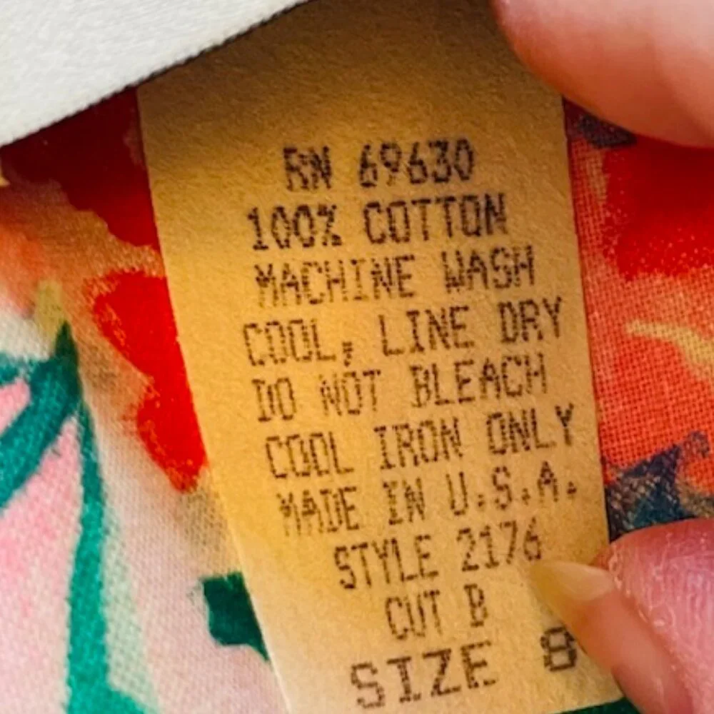 Vintage Leslie Lucks Petite Floral Cottagecore Dress Fit & Flare Bows 80's Small - Picture 8 of 8